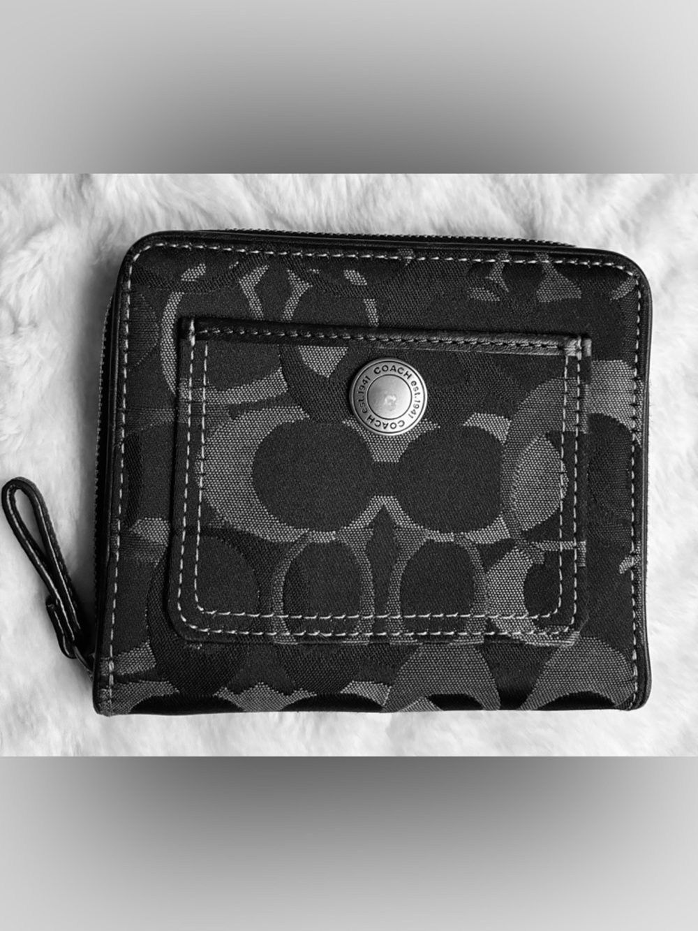 Coach Signature Jacquard and Leather Wallet